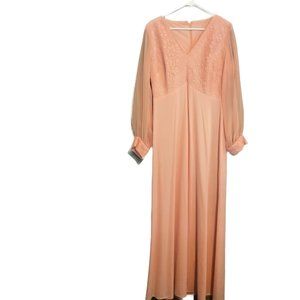 Vintage 1970s Peach Full Length Gown